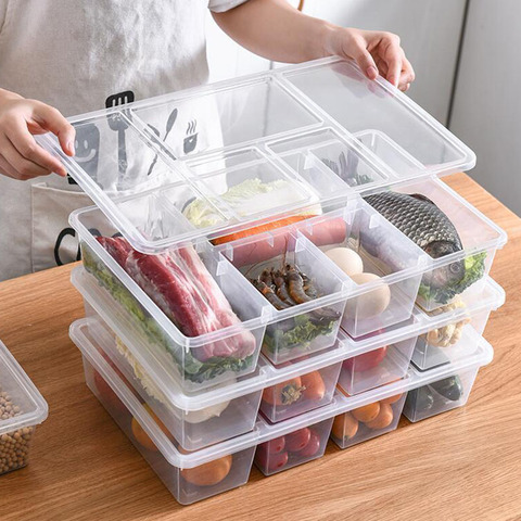 Division Refrigerated Storage Box Food Containers Kitchen Organization Plastic Boxes Debris Desktop Organizer Household Items ► Photo 1/1