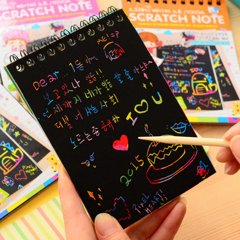 10pcs Colorful Scratch Art Paper Pad Diy Graffiti Book For Kids