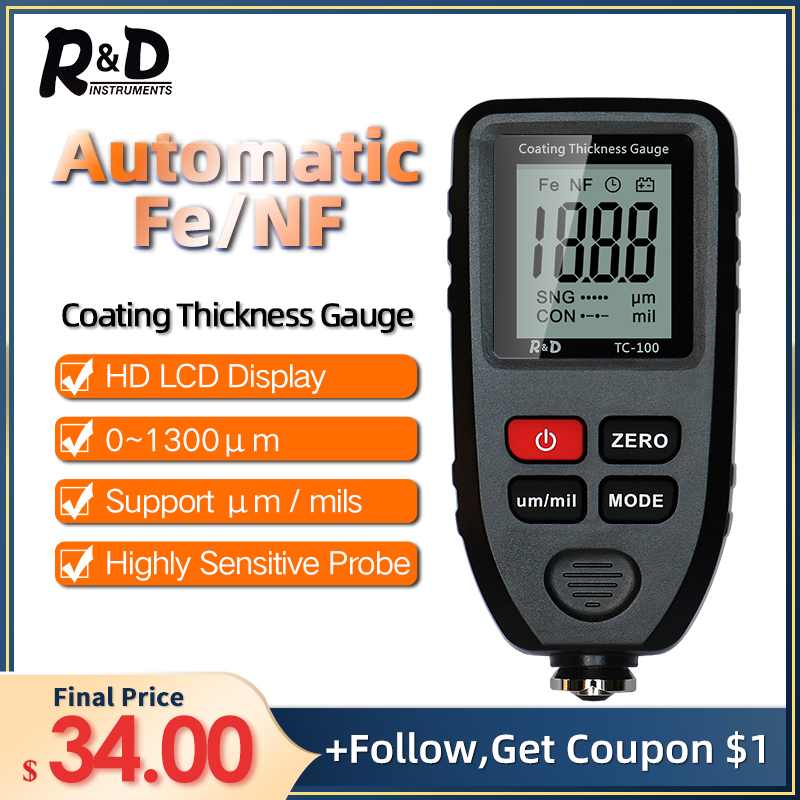 R&D Portable Digital Painting Thickness meter Car Coating Film LCD Gauge tester 