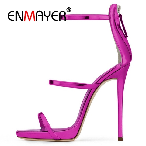 ENMAYER Brand Extreme High Heels Sandals Woman Pumps Stiletto Shoes Blue Black Gladiator Sandalias Big Size34-45  womens shoes ► Photo 1/6