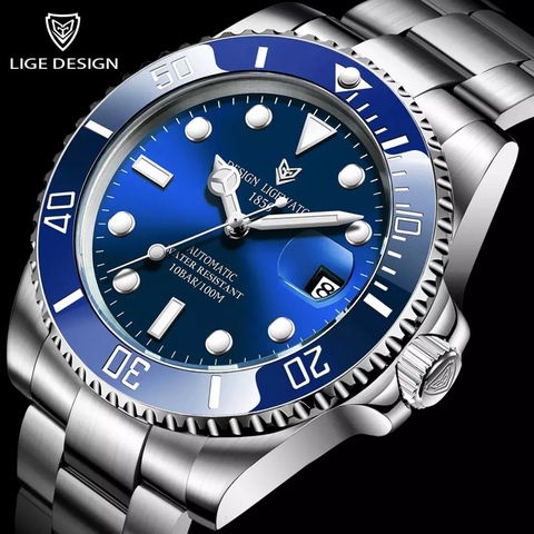 2022 LIGE Watch Men Automatic Mechanical Tourbillon Clock Fashion Luminous 316L Steel 100 Waterproof Watches Automatic Movement ► Photo 1/6