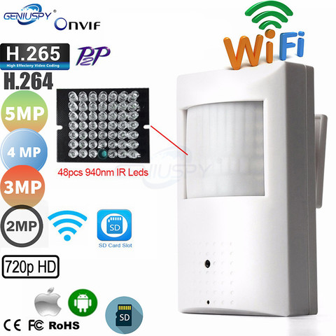 WIFI Micro SD Card Slot 720P 960P 1080P 3MP 5MP PIR Style Onvif Wired Wireless IP Camera Invisible 940nm IR LED Built-in Audio ► Photo 1/6