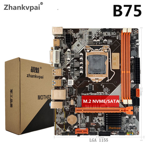 Zhankvpai B75 Desktop Computer Motherboard  Support LGA1155 i3 i5 i7 Processor Ddr 3 Memory M.2  Nvme  Sata3.0 start ► Photo 1/6
