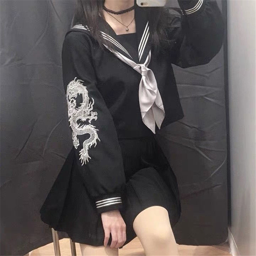 Japanese School Uniform Bad Girls Club JK Skirt and Top Set Basic Pleated  Skirts Womens Long Medium Short Student Gothic Outfits - Price history &  Review | AliExpress Seller - Shop5786254 Store 