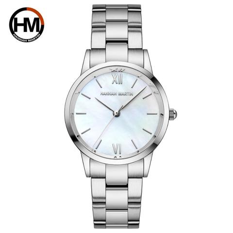 2022 NEW Japan Quartz Pearl Oyster Jade Stone White Shell Waterproof Ladies Full Stainless Steel Classic Wrist Watches for Women ► Photo 1/6