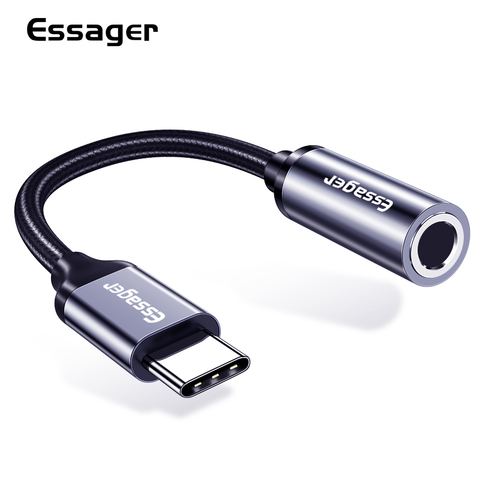 Essager Type c to 3.5mm Jack Headphone Adapter USB C to 3.5 mm Audio Aux Cable For Huawei P30 P20 Pro Xiaomi Mi 9 8 Oneplus 7 7t ► Photo 1/6