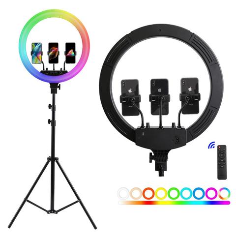 18Inch Led RGB Ring Light Remote Control Camera Phone Photography Large Lamp With 200cm Tripod For shooting makeup video studio ► Photo 1/6