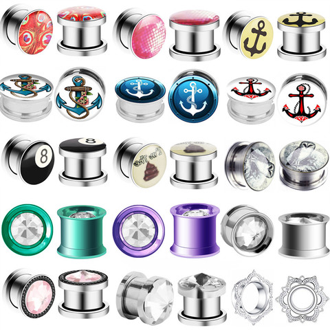 1Pair Stainless Steel Anchor Ear Gauge Tunnel Plug 3-20Mm Screwed Flesh Tunnel Ear Plugs Gauge Earring Saddle Plugs Expander Ear ► Photo 1/6