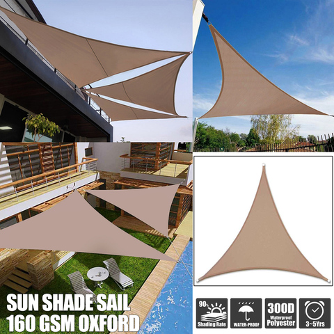 300D 3x3/4x4/5x5/6x6m 8 sizes Khaki Regular Triangle Shade Sail Waterproof Polyester awning Outdoor Sun Shelter garden Camping ► Photo 1/6