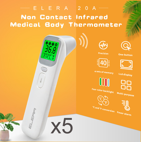 5 Set Pcs ELERA Digital Thermometer Forehead Ear Non-Contact Body Termometro Infrared LCD Adult Body Fever Children Thermometer ► Photo 1/6