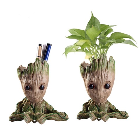 Baby Groot Flower Pot Head Wood Planter Figure Guardians of The Galaxy 3D Decor