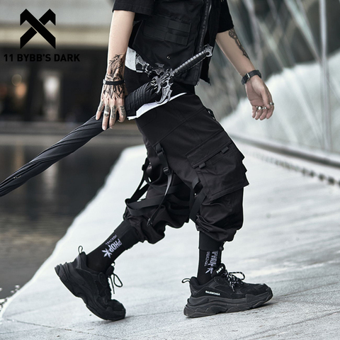 11 BYBB'S DARK Hip Hop Streetwear Trousers Cargo Pants 2022 Tactical Elastic Waist Fashion Oversized Ribbons Joggers Pants Men ► Photo 1/6