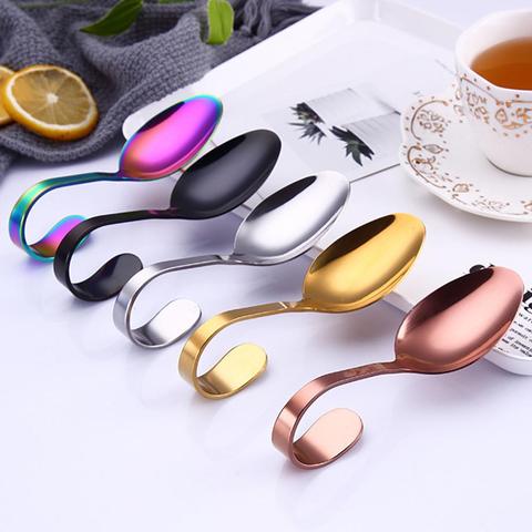 Portable Rustproof Stainless Steel Hotel Buffet Kitchen Spoons Curved Handle Dessert Soup Spoon Cutlery Kitchen Tools ► Photo 1/6
