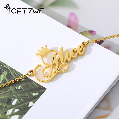 Personalized Customized Anklet Cursive Rose Gold Name Crown Ankles Leg Chain Bracelet Foot Jewelry Women Summer Party Gifts ► Photo 1/6