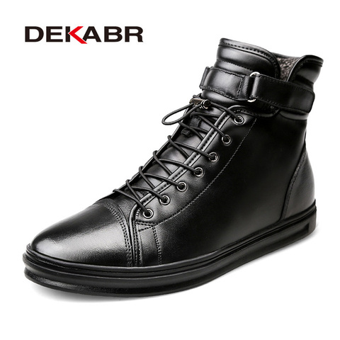 DEKABR Warm Fur Winter Boots Genuine Leather Handmade Comfortable Men Winter Snow Boots Fashion Motorcycle Men Boots Size 38~48 ► Photo 1/6