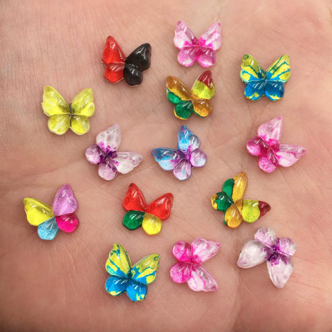 New 80pcs mix resin 10mm Colorful butterflies Flat back rhinestone appliques DIY Wedding scrapbook craft SF492 ► Photo 1/6