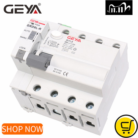 GEYA GRD9L 4 Pole RCCB Recloser Breakers Automatic Reclosing Device Remote Control Circuit Breaker 63A 30mA ► Photo 1/6