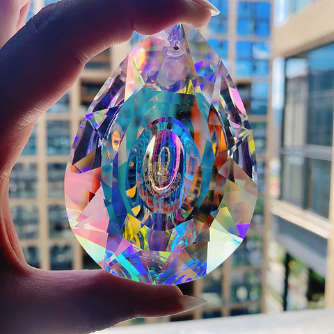 H&D 1pcs 76mm Hanging Crystal Lamp Prisms Parts AB Color Rainbow Maker Charms Chandelier Glass Drops Pendants Home Garden Decor ► Photo 1/6