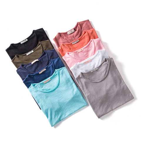 5PCS/SET 2022 New Summer 100% Cotton O-neck Mens T-shirts Casual Style Short Sleeve Solid T Shirt Men 10 Colors Male Tops Tees ► Photo 1/6