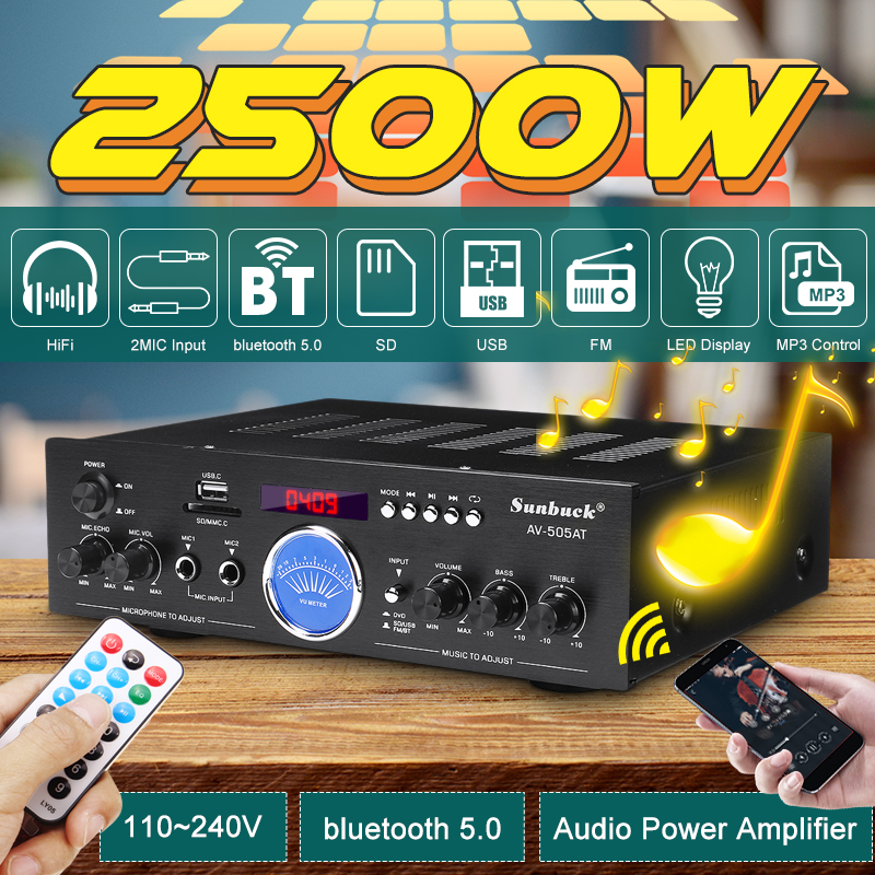 10-220V bluetooth Home Power Amplifier Audio Stereo AMP Mixer USB FM 2500W  Amplifier - Price history & Review, AliExpress Seller - Shop1506046 Store