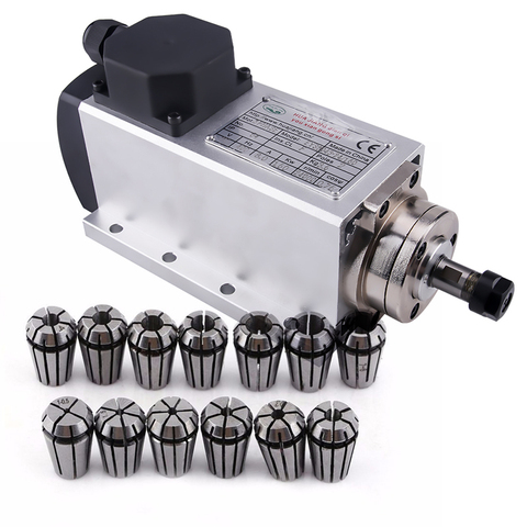 1.5kw Air Cooled Spindle Motor cnc spindle motor  1set er11 Square milling machine spindle+13pcs ER11 collect ► Photo 1/6