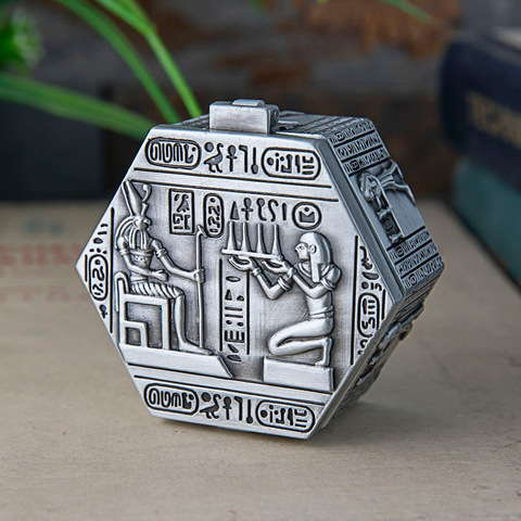 Hexagon Metal Case Jewelry Box Egypt Pharaoh Pattern Carved Keepsake Souvenir Gift Storage Box Ring Necklace Organizer Chest ► Photo 1/1