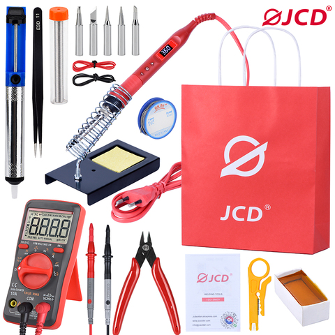 JCD 220V/110V Soldering Iron Kit 80W Multi-function Button Adjustable Temperature Soldering Station LCD Digital Display Iron908U ► Photo 1/6