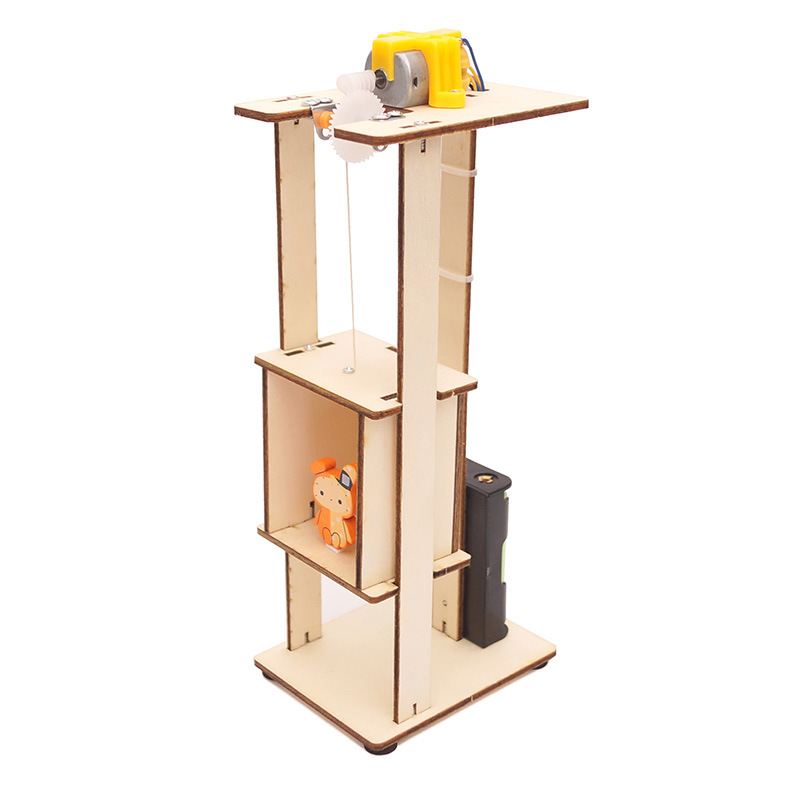 DIY Assemble Electric Lift Elevator Kid Science Experiment Material Kit Toy 