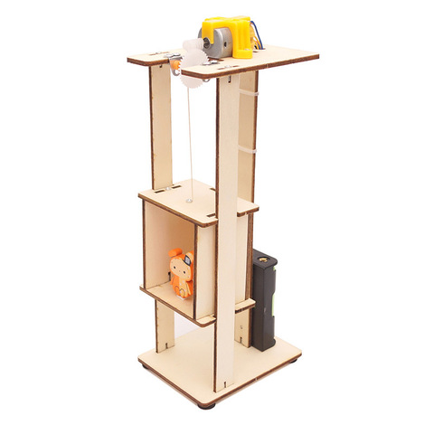 Teenager Wooden Elevator Function Principle Toys DIY Assembled Electric Lift Toys for Children Science Experiment Material Kits ► Photo 1/6