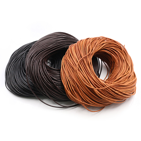 2/5m/lot 1 1.5 2 2.5 3 4 5mm 3 Color Genuine Cow Leather Round Thong Cord DIY Bracelet Findings Rope String For Jewelry Making ► Photo 1/6