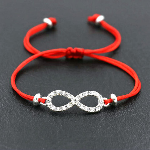 Lucky Silver Color Inlay Zircon Infinity 8 Crosses Bracelets Men Love Red Thread String Bracelet For Women Couples Lucky Gift ► Photo 1/6