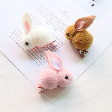 Cute Hair Ball Rabbit Hair Clip Children's Girl Animal Hairpins Korea Simple Hair Accessories Headwear Barrette Stick Hairpin ► Photo 1/6