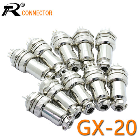 1Set GX20 XLR 2 3 4 5 6 7 8 9 10 12 14 Pin Female Plug 20mm Male Chassis Mount Socket Aviation Circular Connector ► Photo 1/6