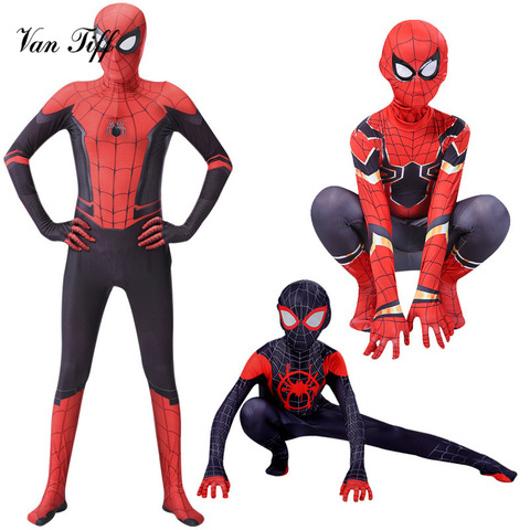 Miles Morales Spider Women Jumpsuit Cosplay Costume Adult & Kids Halloween  Suit