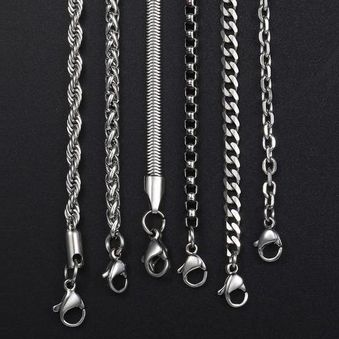Davieslee Chain Necklaces For Men Stainless Steel Silver Color Rolo Wheat Box Snake Chains Mens Necklace 3mm 18-26inch LKNN1 ► Photo 1/6
