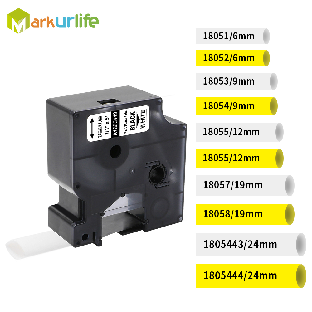 6mm-24mm DYMO Industrial Heat Shrink Tubes 18051 18053 18055 for Dymo Rhino 4200 