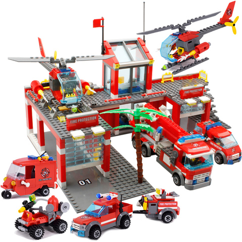 244pcs Fire Fighting Rescue Trucks Car Building Blocks City Police Firefighter Bricks children boys Toys Christmas Gifts ► Photo 1/5