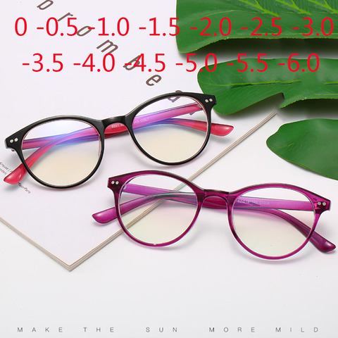 -0.5 -1 -1.5 -2 -2.5 -3 -3.5 -4 -4.5 -5 -5.5 -6 Finished Myopia Glasses Women Short-sight Eyewear Men Small Round Frame Glasses ► Photo 1/6