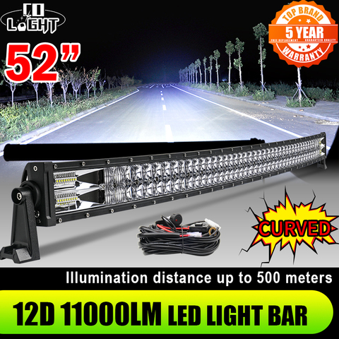 CO LIGHT 52 42 32 22 inch Curved LED Light Bar 420W 620W 820W 1020W Flood Spot Combo Led Work Light Bar For Offroad UAZ 12V 24V ► Photo 1/6