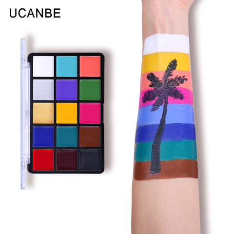 UCANBE Face Body Painting Oil Safe Kids Flash Tattoo Painting Art Christmas Halloween Party Makeup Fancy Dress Beauty Palette ► Photo 1/6