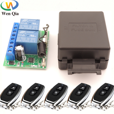 433MHz Universal Wireless Remote Control DC 12V 10A 2CH RF Relay Receiver Transmitter for Garage/Gate/Motor/LED/Light/Smart Room ► Photo 1/6
