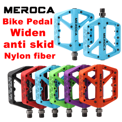 MEROCA Mountain Bike Pedal Nylon Fiber Non-Slip 9/16 Inch Bicycle Platform Flat Pedals for Road Mountain BMX Mtb Pedales ► Photo 1/6