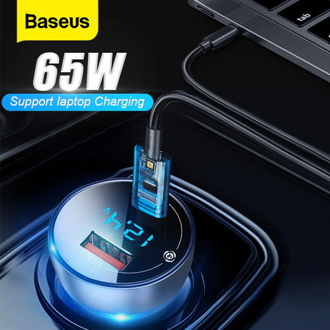 Baseus 65W Car Charger Quick Charge 4.0 3.0 USB Car Charger QC4.0 QC3.0 Type C PD Fast Charging For iPhone MacBook Laptop Xiaomi ► Photo 1/6