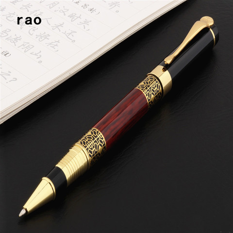 Luxury  ink pen quality 530 Red Golden carving Mahogany Business office  Rollerball Pen New School student office Supplies ► Photo 1/4