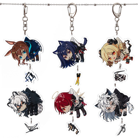 EXUSIAI Keychain Acrylic Man Key Chain Women Key Holder Cute Arknights Keyring Kids Key Ring Llaveros SilverAsh Amiya Lappland ► Photo 1/6