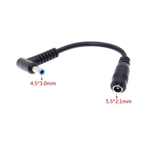 5.5*2.1mm To 4.5*3.0mm DC Power Charger Converter Adapter Right Angle Cable For HP Dell Blue Tips ► Photo 1/6