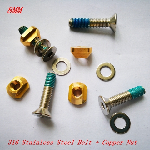 hydrofoil Mount Copper Screw Bolt T-Nuts Nuts for All Hydrofoil Tracks Size M8/M6 Surfing Accessory ► Photo 1/6