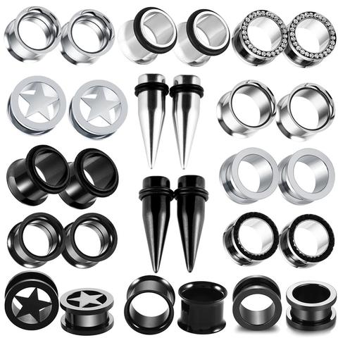 2pcs/lot Steel Ear Plugs and Tunnels Ear Piercings Hollow Screwed Earring Expander Earlets Gauges Body Piercing Jewelry 2MM-20MM ► Photo 1/6