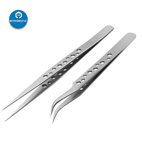 Electronics Industrial Tweezers High Precision Tip Curved Straight Forceps SMD Stainless Phone Repair Hand Tool Set ► Photo 1/6