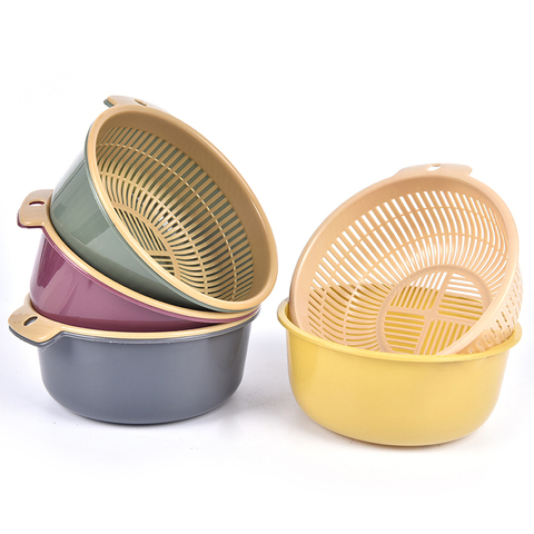 1PCS Detachable Double-layer Plastic Food Strainer Hollow Fruit Vegetable Wash Colander Kitchen Cleaning Washing Basket Strainer ► Photo 1/6